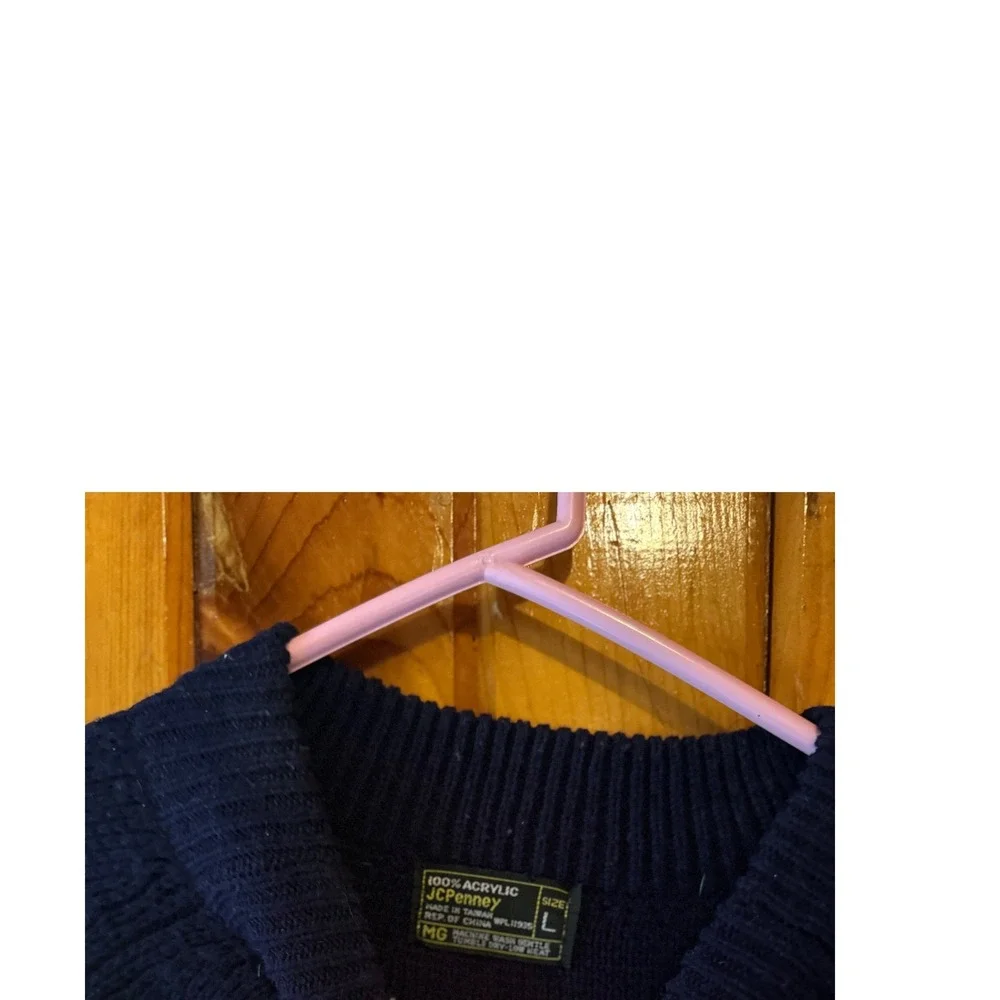 Vintage JCPenney Snowflake Fair Isle Sweater‎ Acrylic Knit Blue Large
